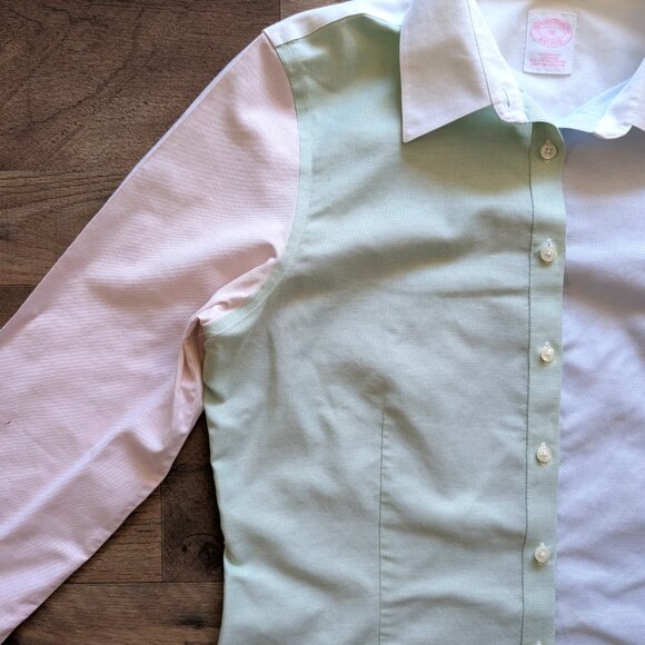 Brooks Brothers Size 10 Womens Button Shirt  Colorblock Pastels - Picture 5 of 12